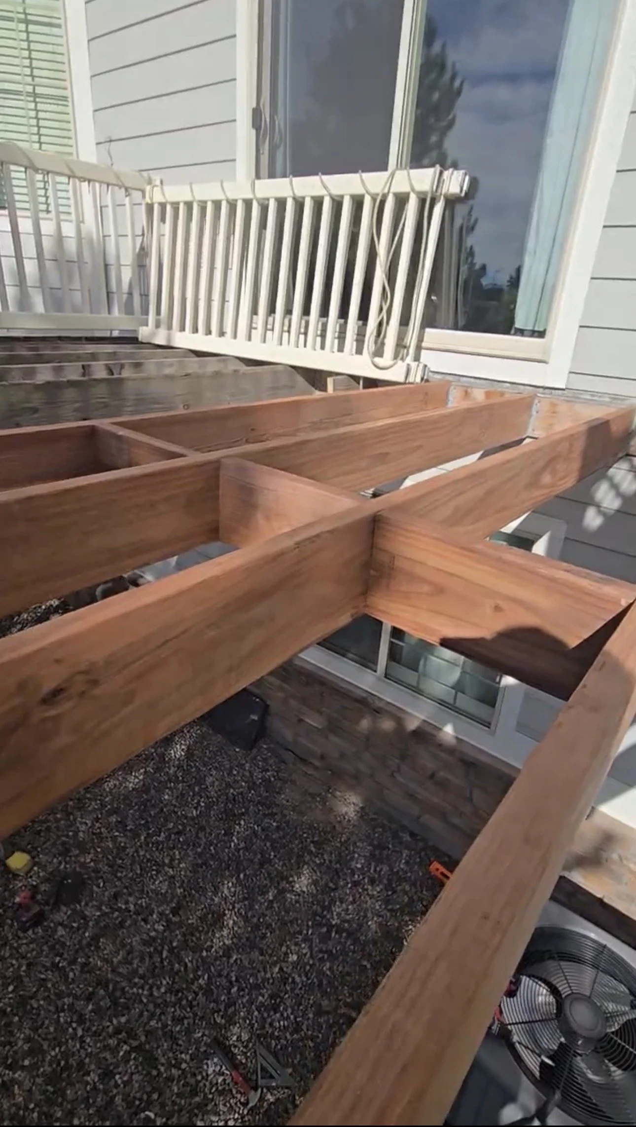 Chuck McGee, your Mountain Man Handyman Colorado, installed all new joists and added cross-blocking on this second floor balcony deck.