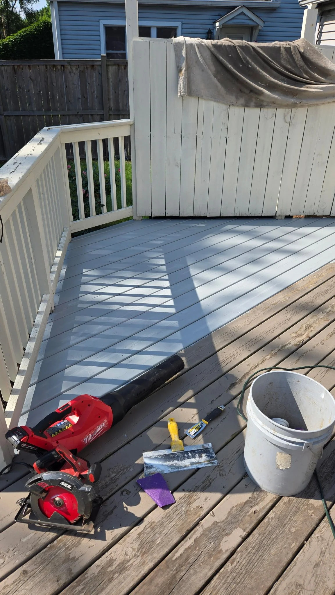 Progress on the balcony desk rebuild and retain in Fairplay, CO.