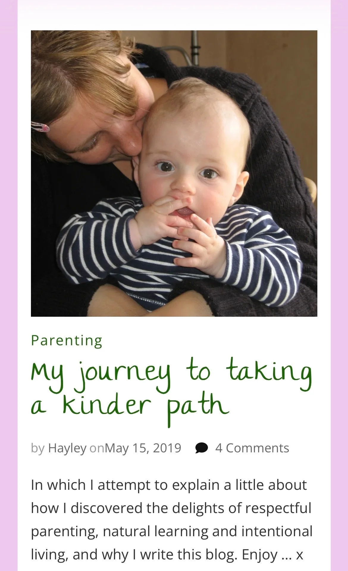 My Journey to Taking a Kinder Path - In Honour of Hayley