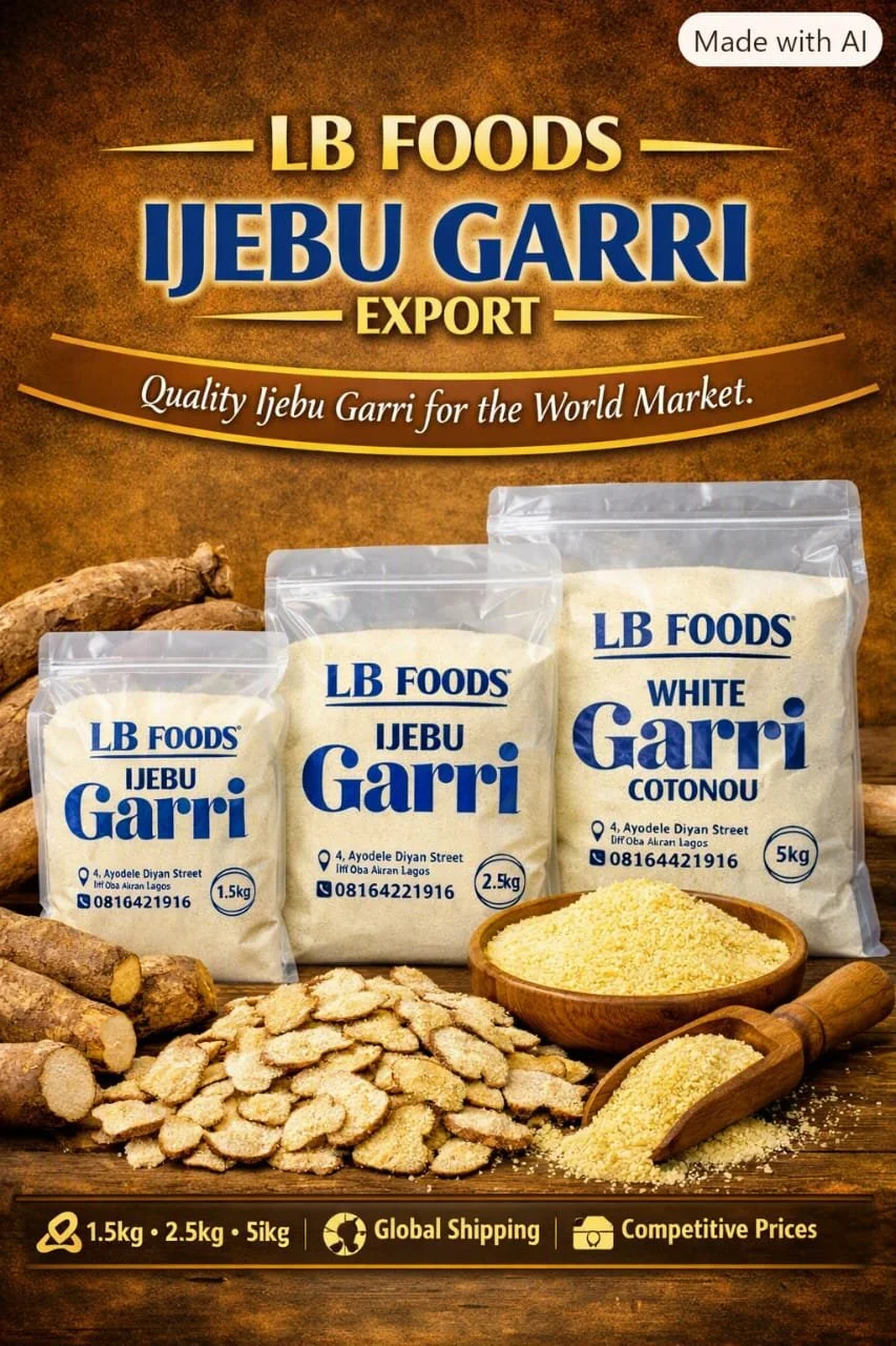 LB FOODS IJEBU GARRI & LB FOODS WHITE GARRI COTONOU