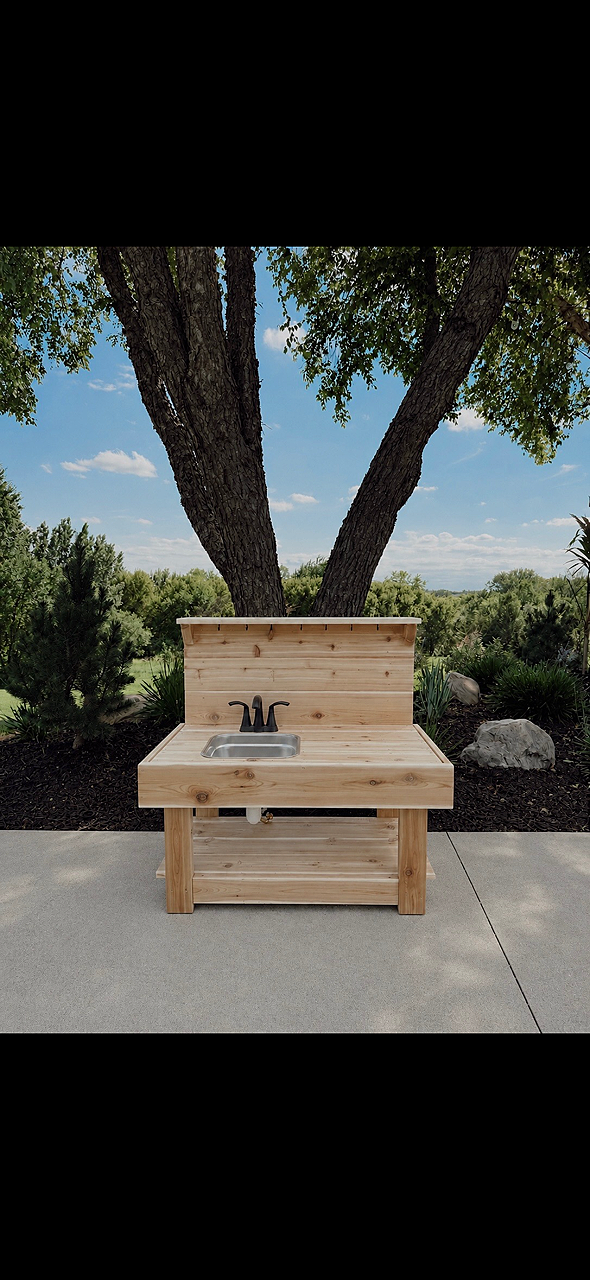 3' Mud Kitchen
-Add Faucet w/ Hose Hook Up