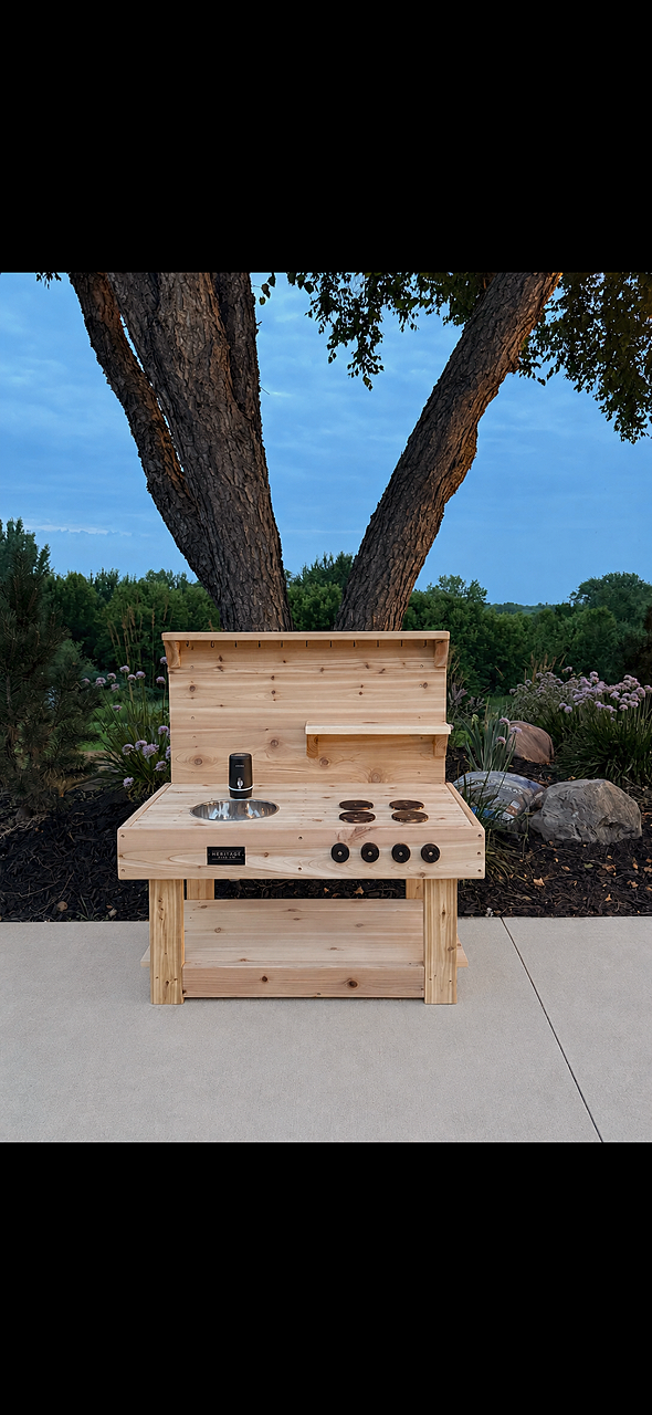 3' Mud Kitchen 
+Recirculating Water Pump
+Extra Shelf 