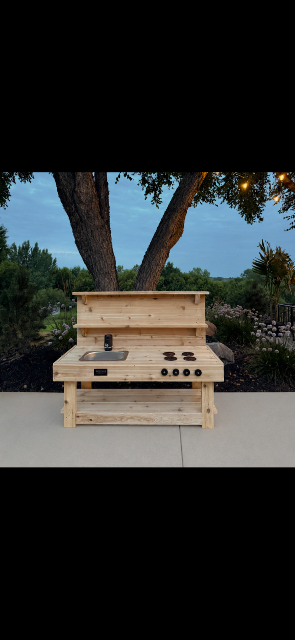 4' Mud Kitchen 
+Recirculating Water Pump
+Extra Shelf 