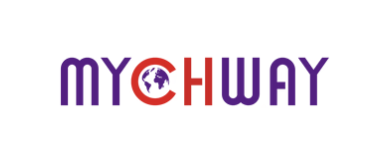 MYCHIWAY logo with purple and red text, including a globe within the letter C