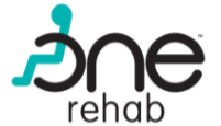 Logo of ONE Rehab with a stylized figure in teal and black text