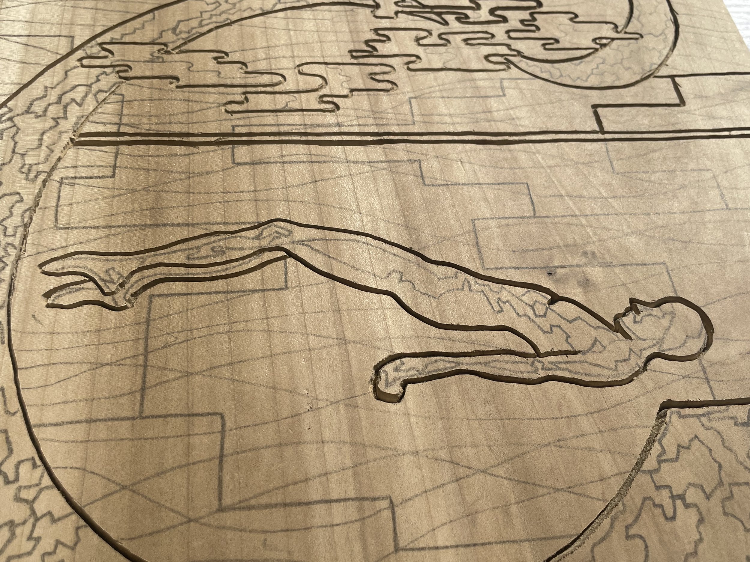 Work in progress  carving in ash for Working title: The Swimmer 