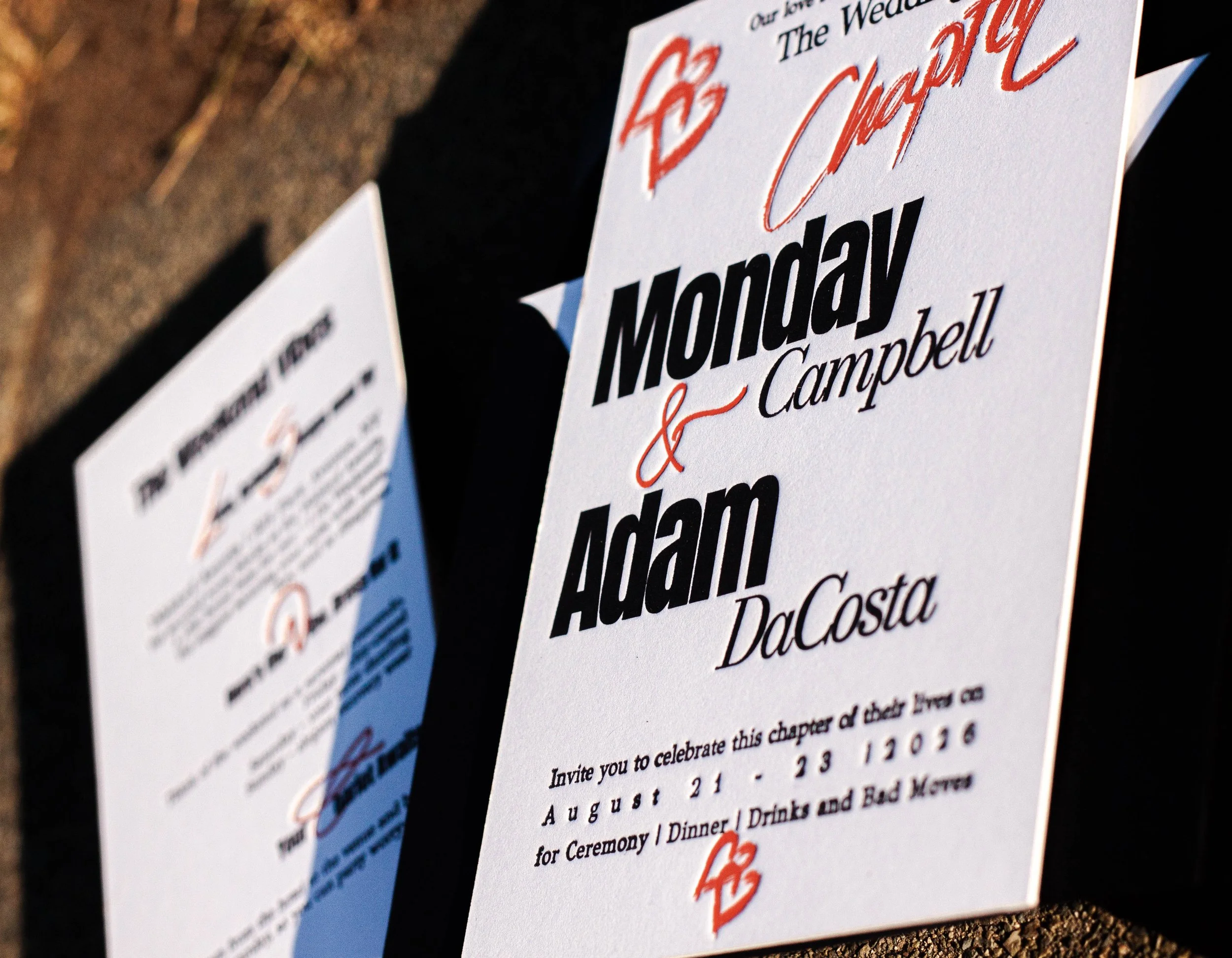Bold custom wedding invitation suite, concept design by Atelier d'Amélie