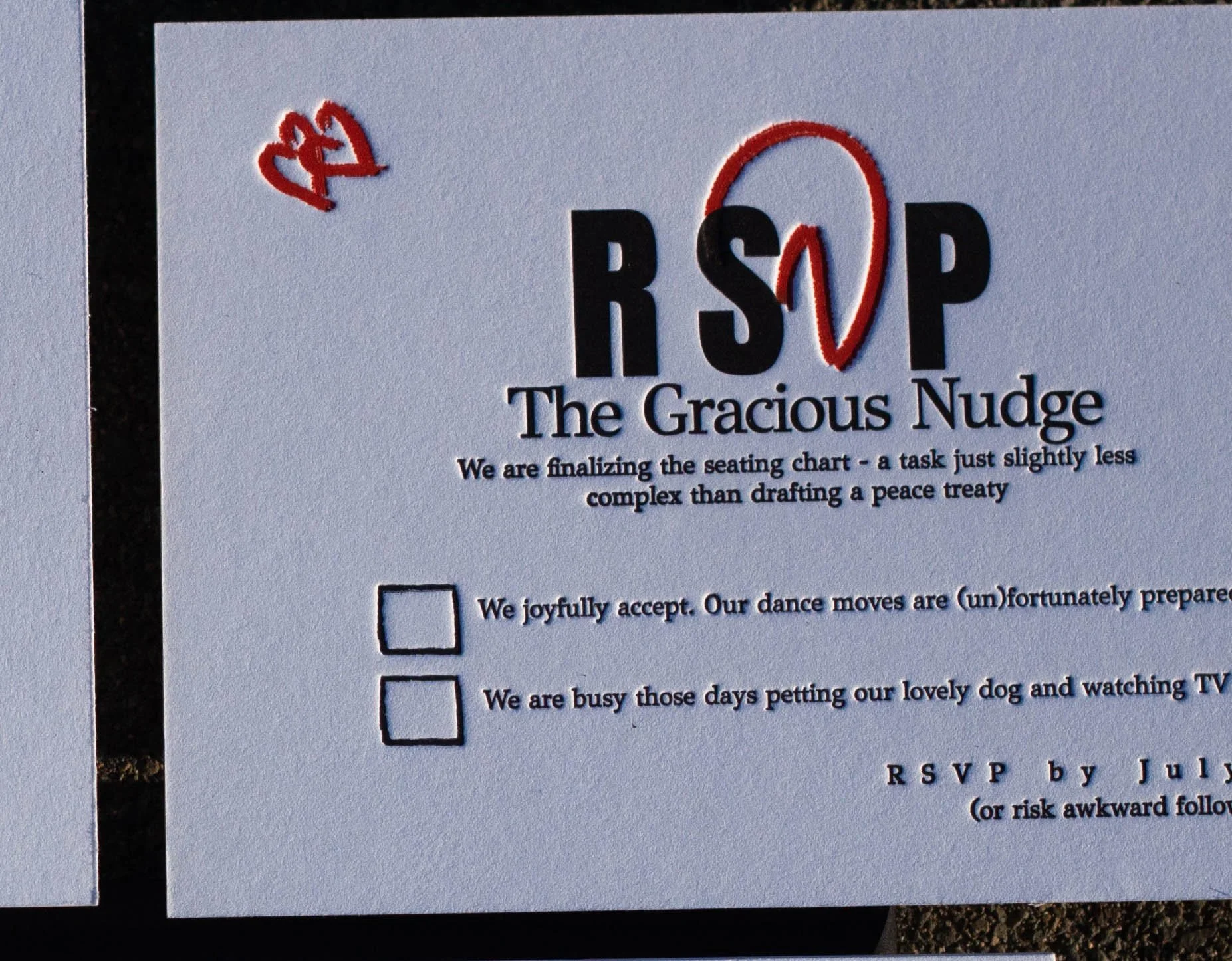 Bold custom wedding RSVP, concept design by Atelier d'Amélie