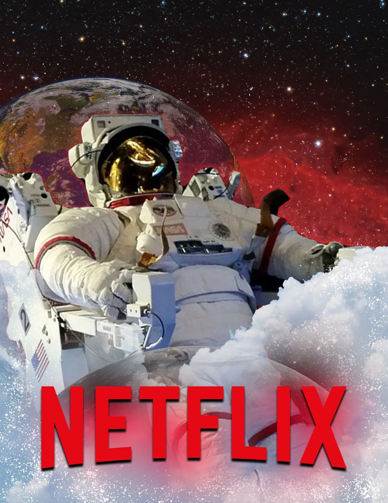 Astronaut in space with Earth and stars in the background, and the Netflix logo at the bottom.
