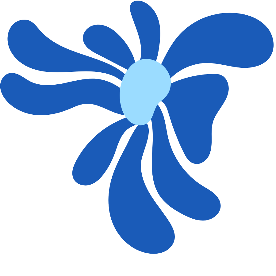 A stylized blue butterfly with large wings on a black background.