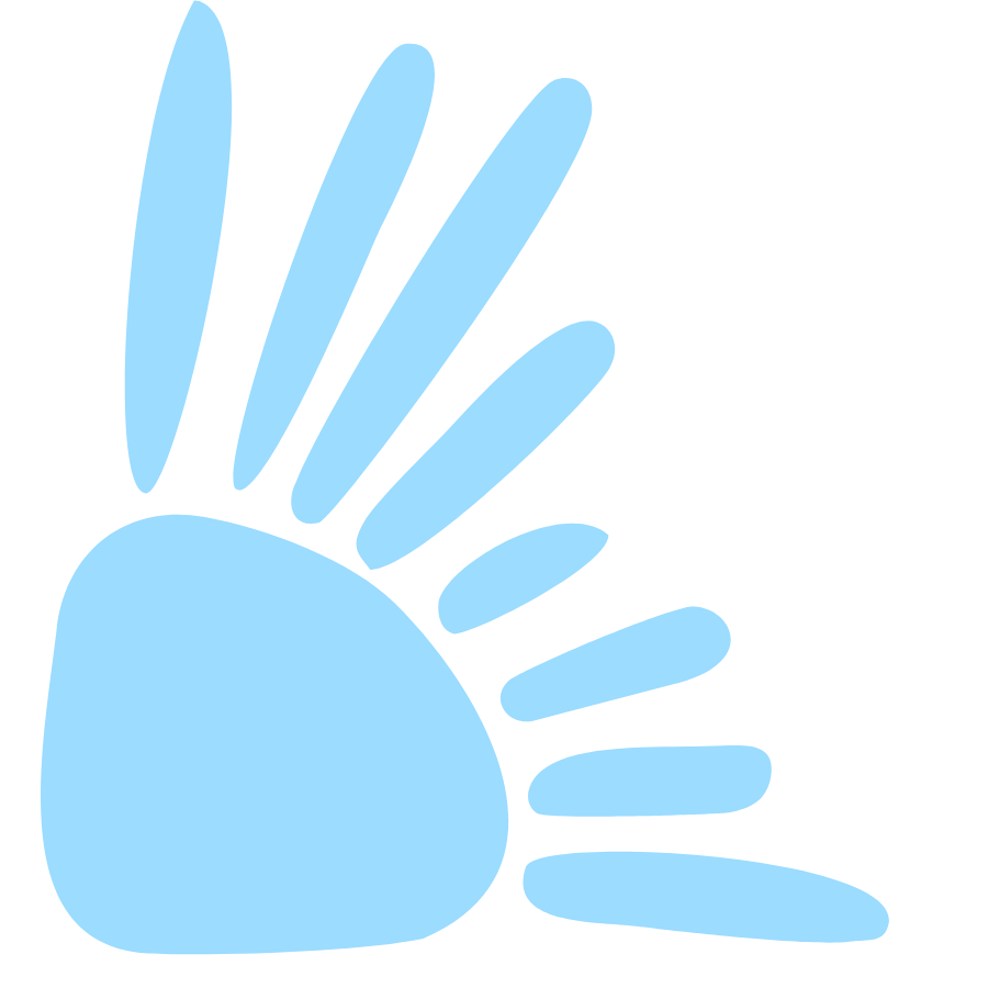 Light blue geometric abstract shape resembling a stylized animal paw on a black background.