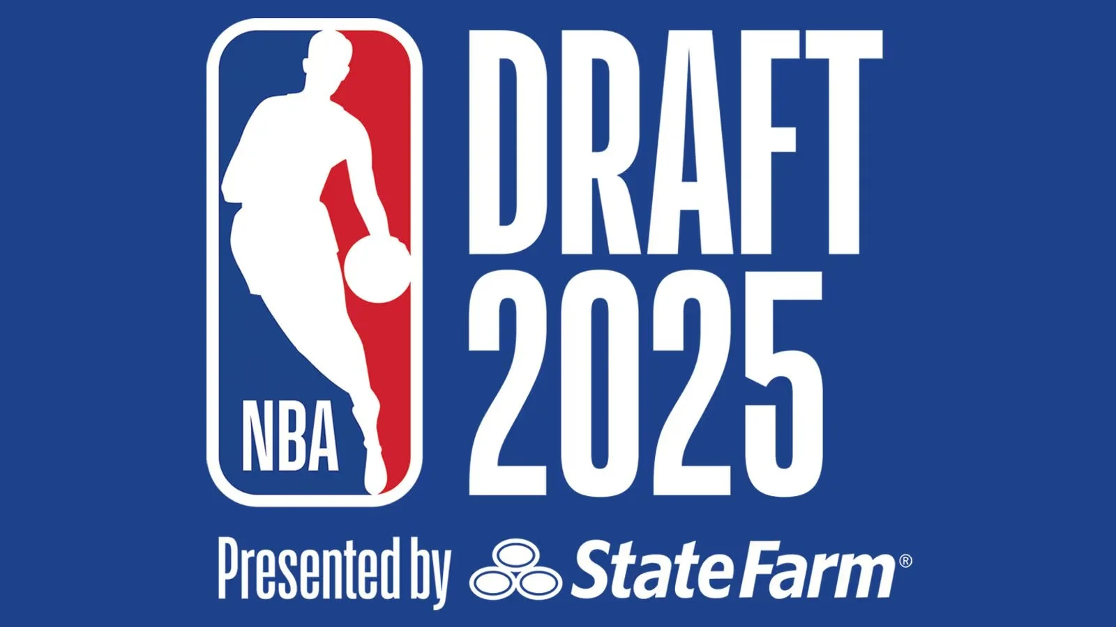 NBA Draft 2025 logo with basketball player silhouette and State Farm sponsorship