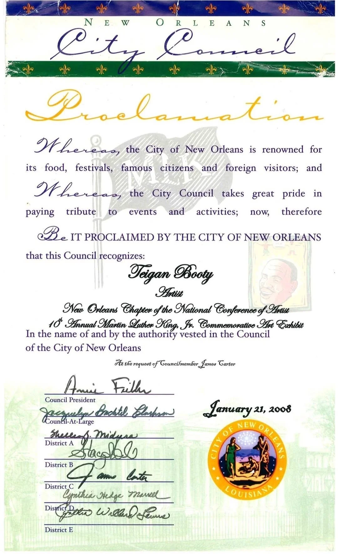New Orleans City Council Artist Reorganization 