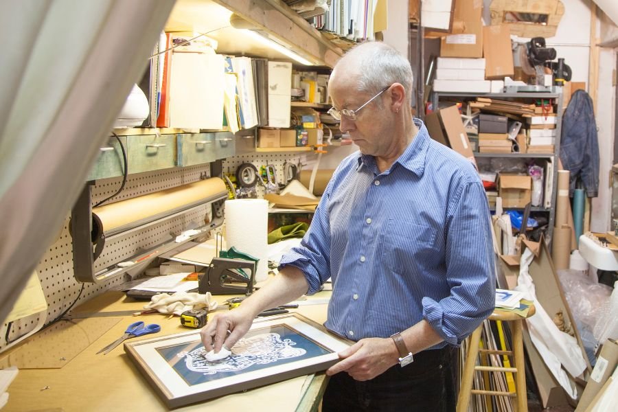 Caring for a fine art print with a microfiber cloth