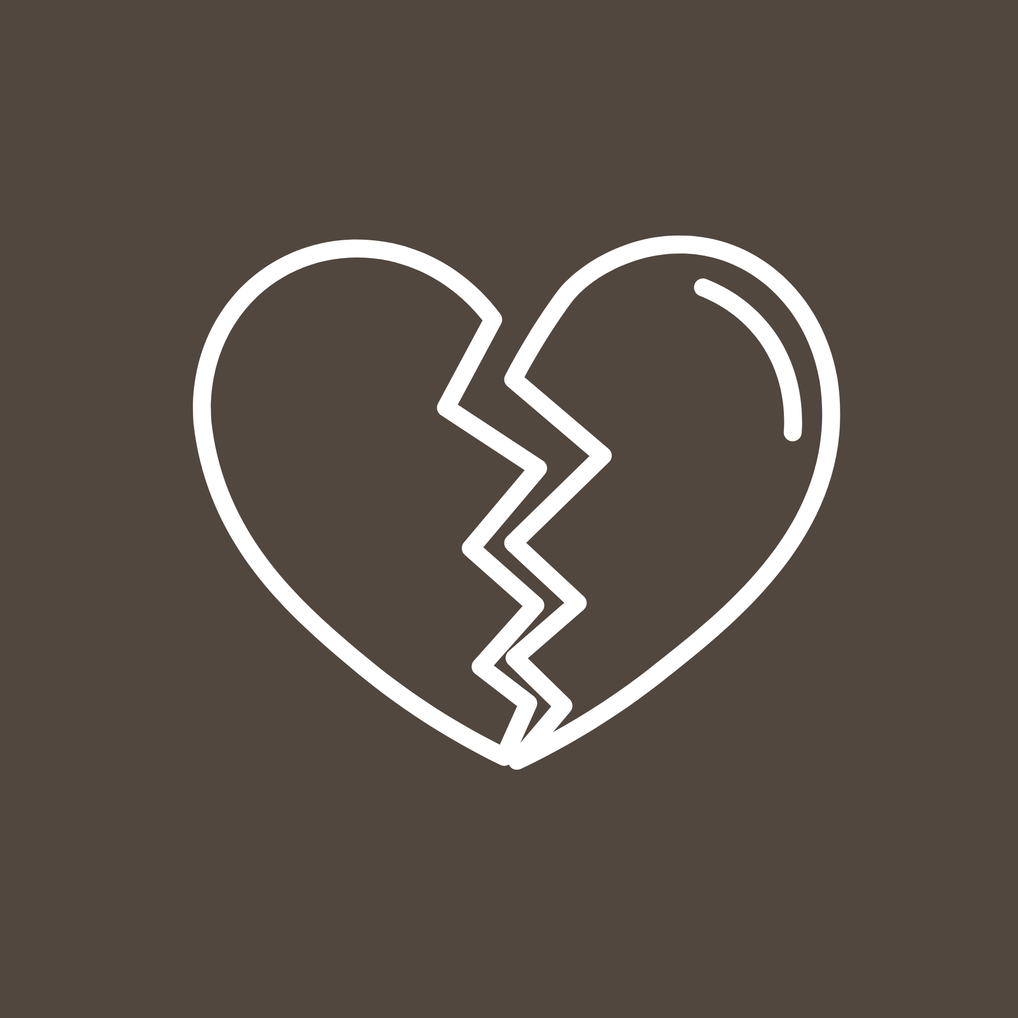 White outline of a broken circle with a diagonal line crossing through it, set against a brown background.