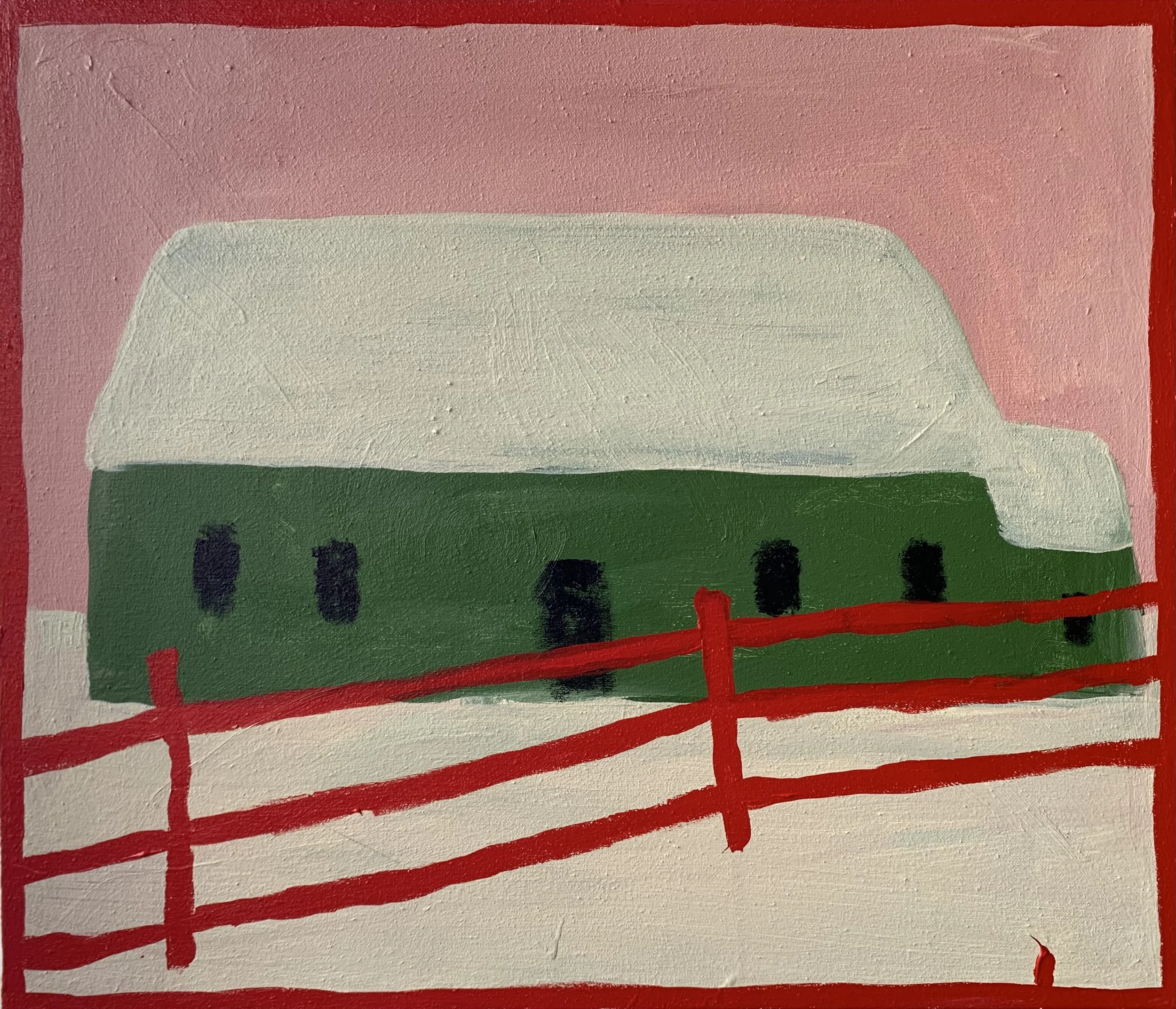Andrew Ohman showed ‘Winter Landscape’ (23 × 27 inches, acrylic on cavas) and ‘Appalachian Blues’ (58 x 43 inches, oil on canvas) in Love Poems curated by Chris Martin at Anton Kern Gallery.
