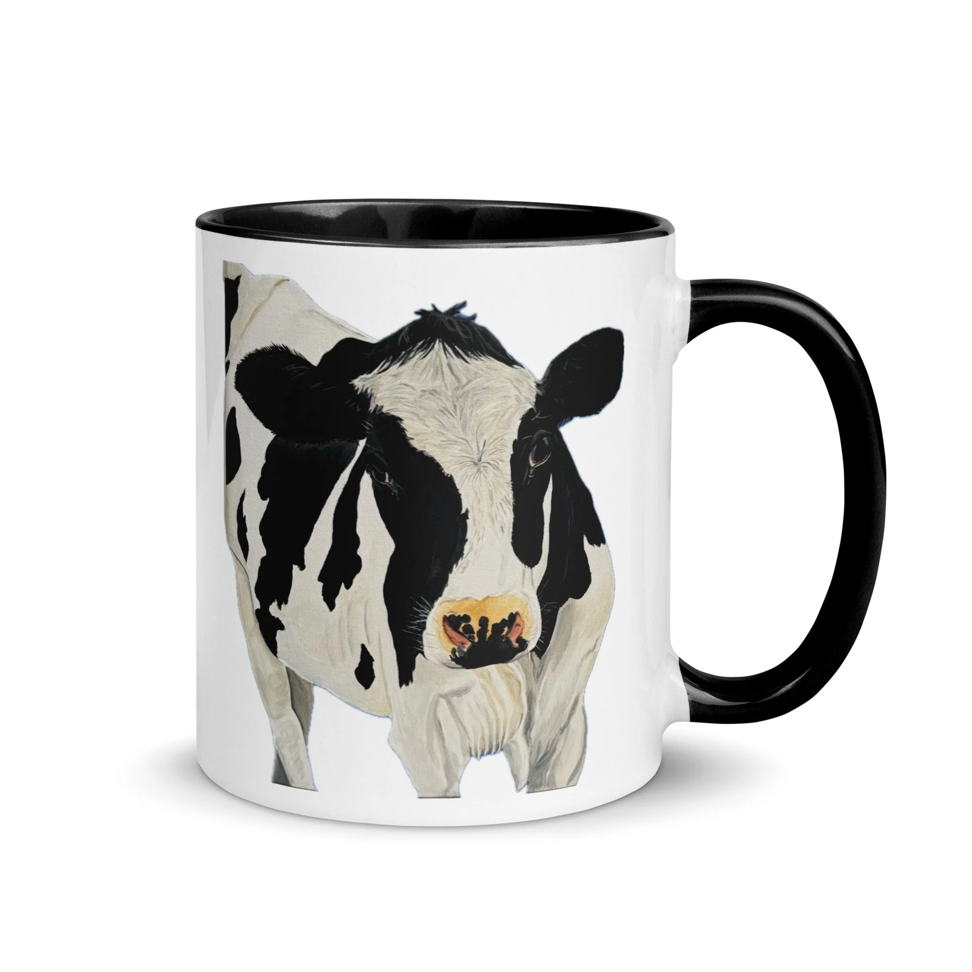 Blakc and White Cow Mug with Color Inside