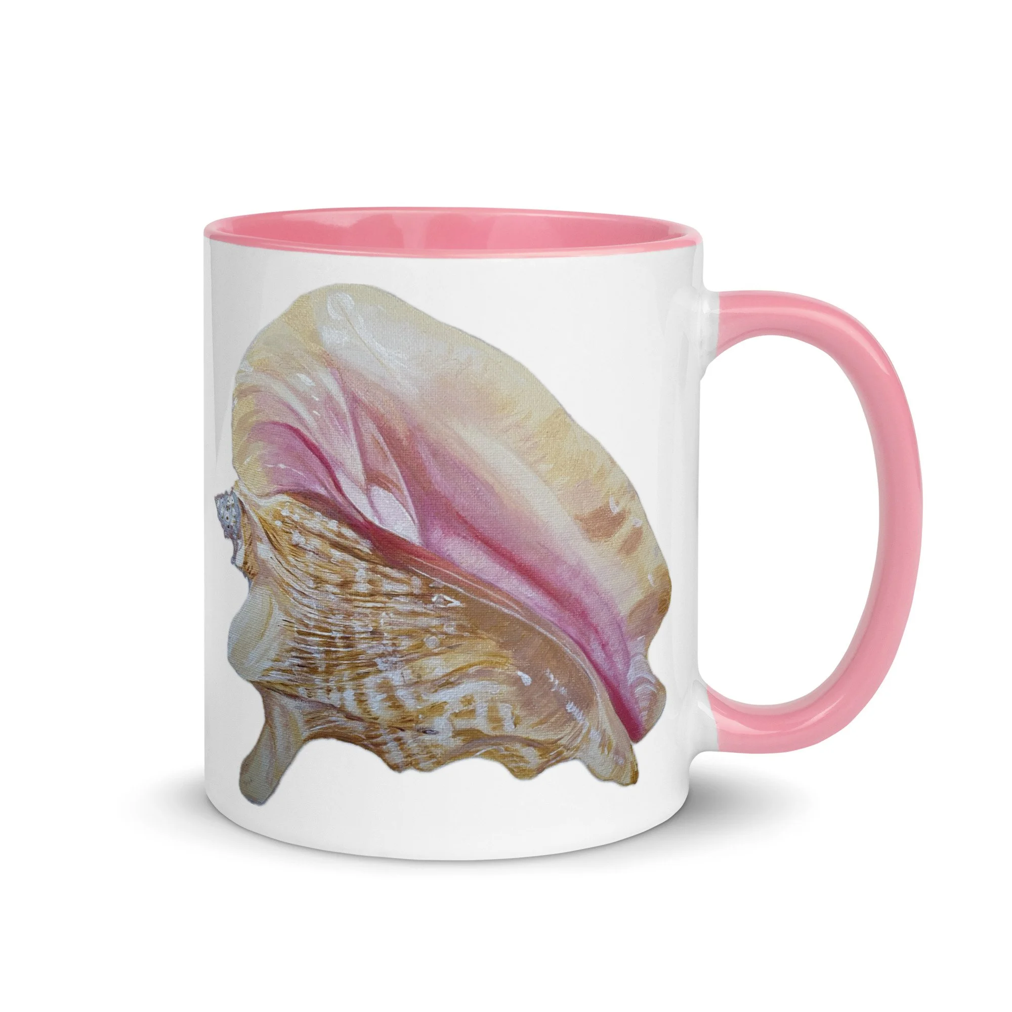 Pink Conch Shell Mug with Color Inside