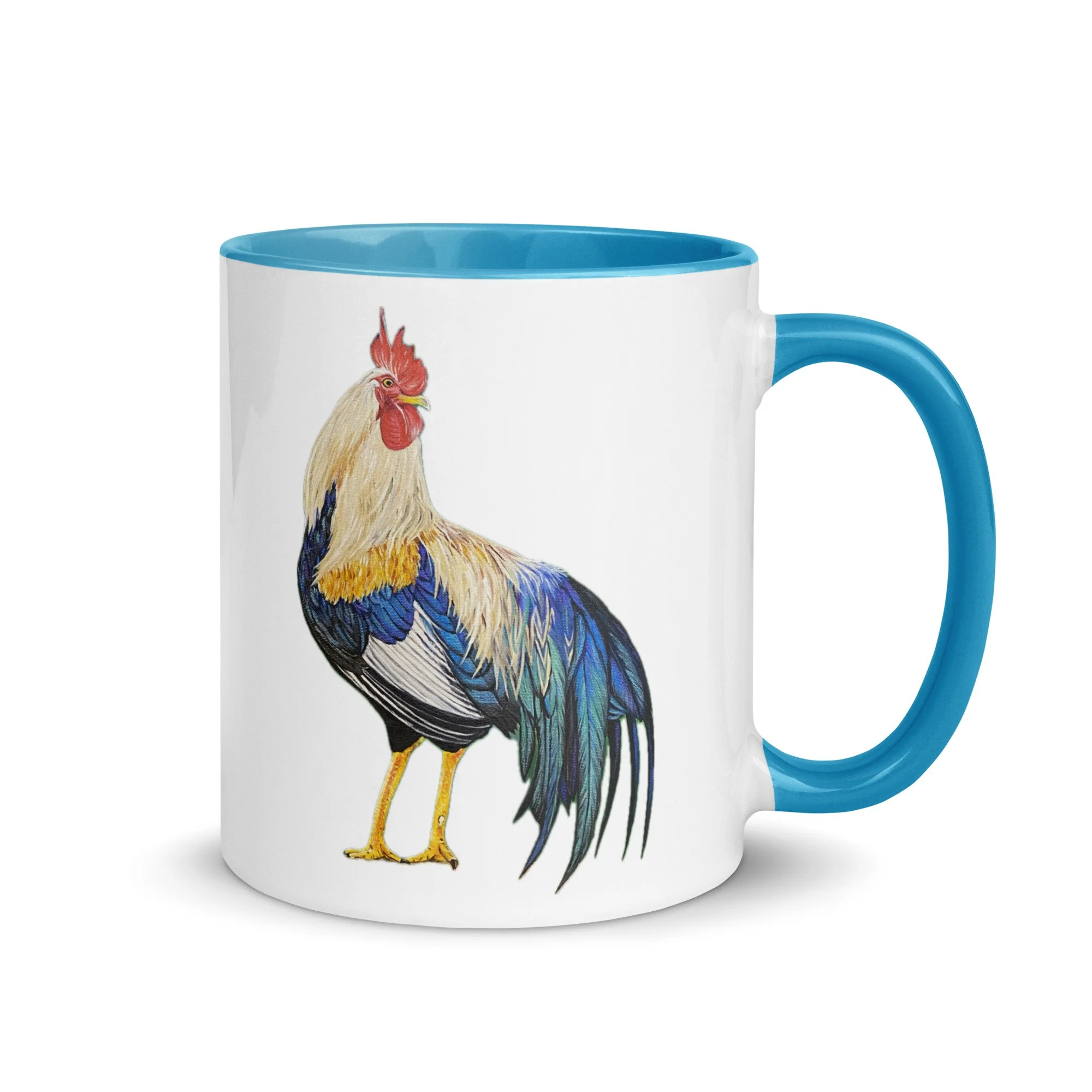 Blue Rooster Mug with Color Inside