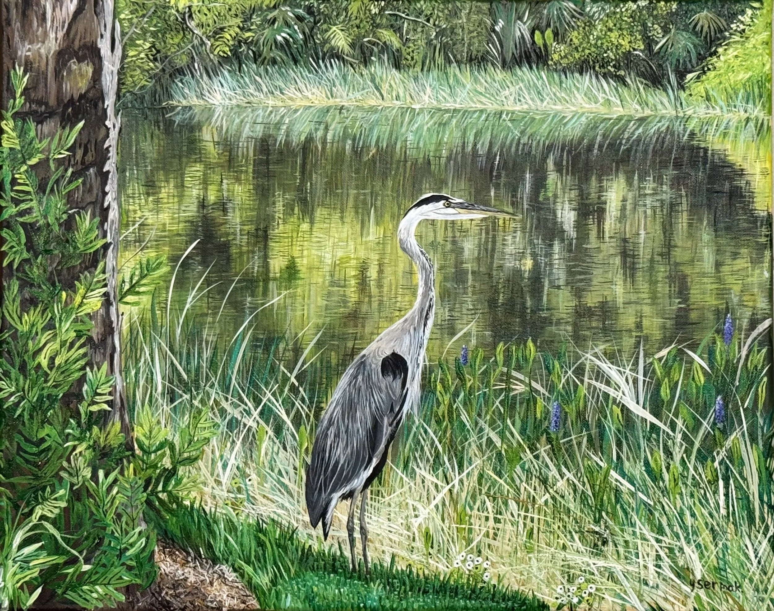 "Blue Heron by the Lake"