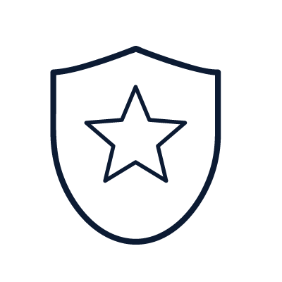 Shield icon with a star in the center.