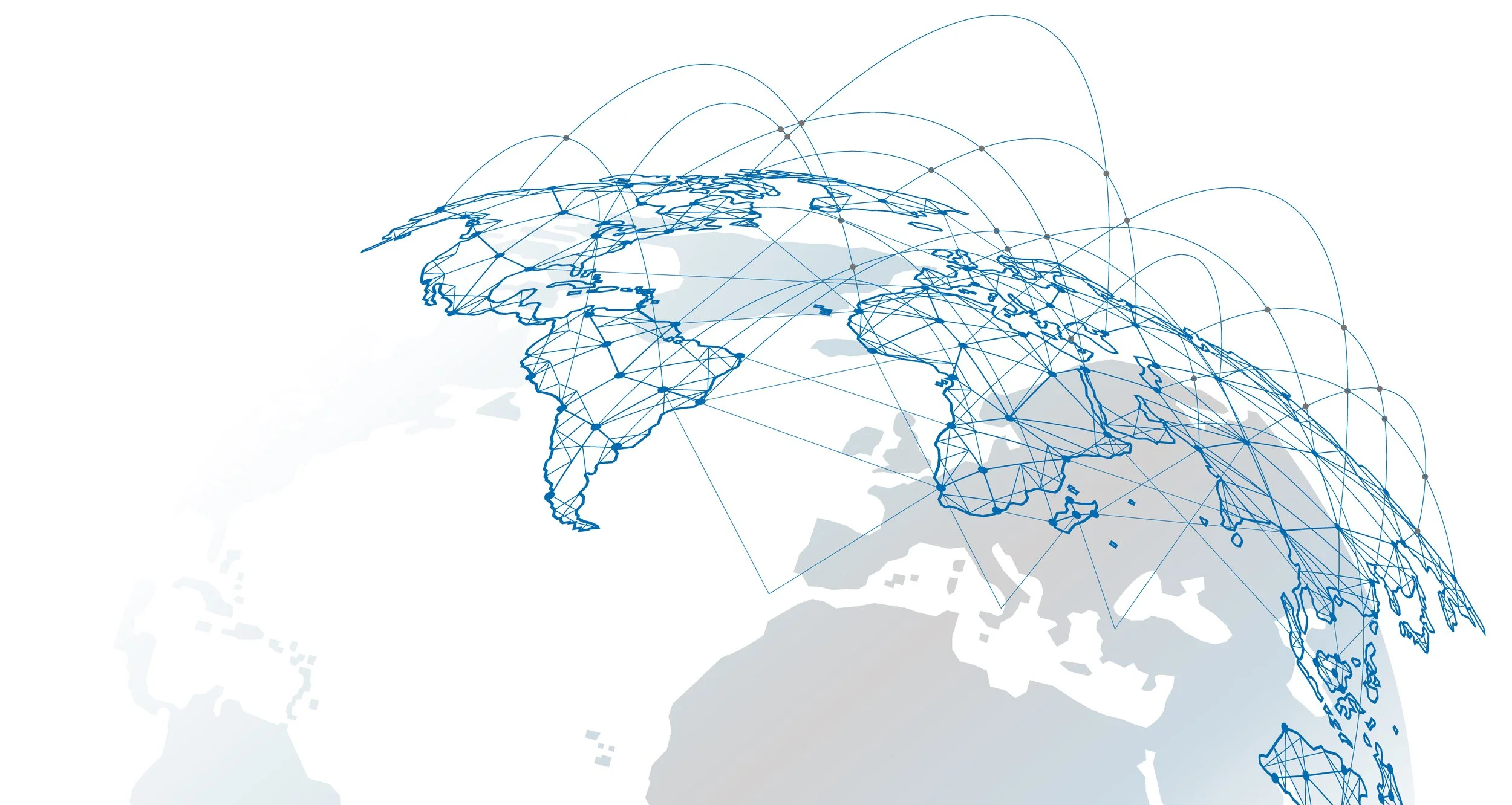 Digital illustration of a globe with interconnected lines and nodes, emphasizing global connectivity.