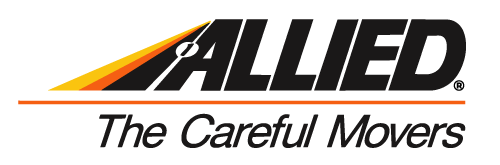 Logo for Allied with the tagline 'The Careful Movers,' featuring a stylized yellow and orange swoosh.