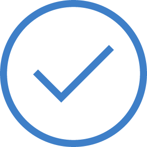 A blue check mark inside a circle on a black background.