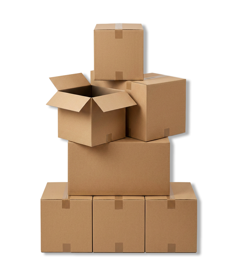 stack of moving boxes
