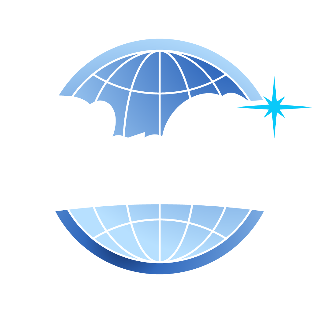 Abstract digital graphic with blue and white circular shapes and lines.