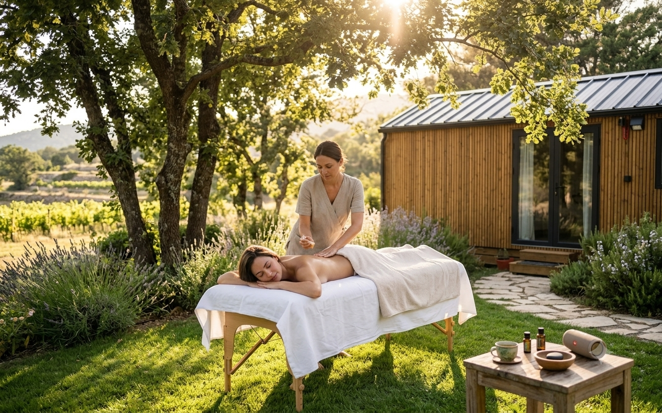 Massage bien-être en plein air à l'institut Belo Bien-Être en Provence