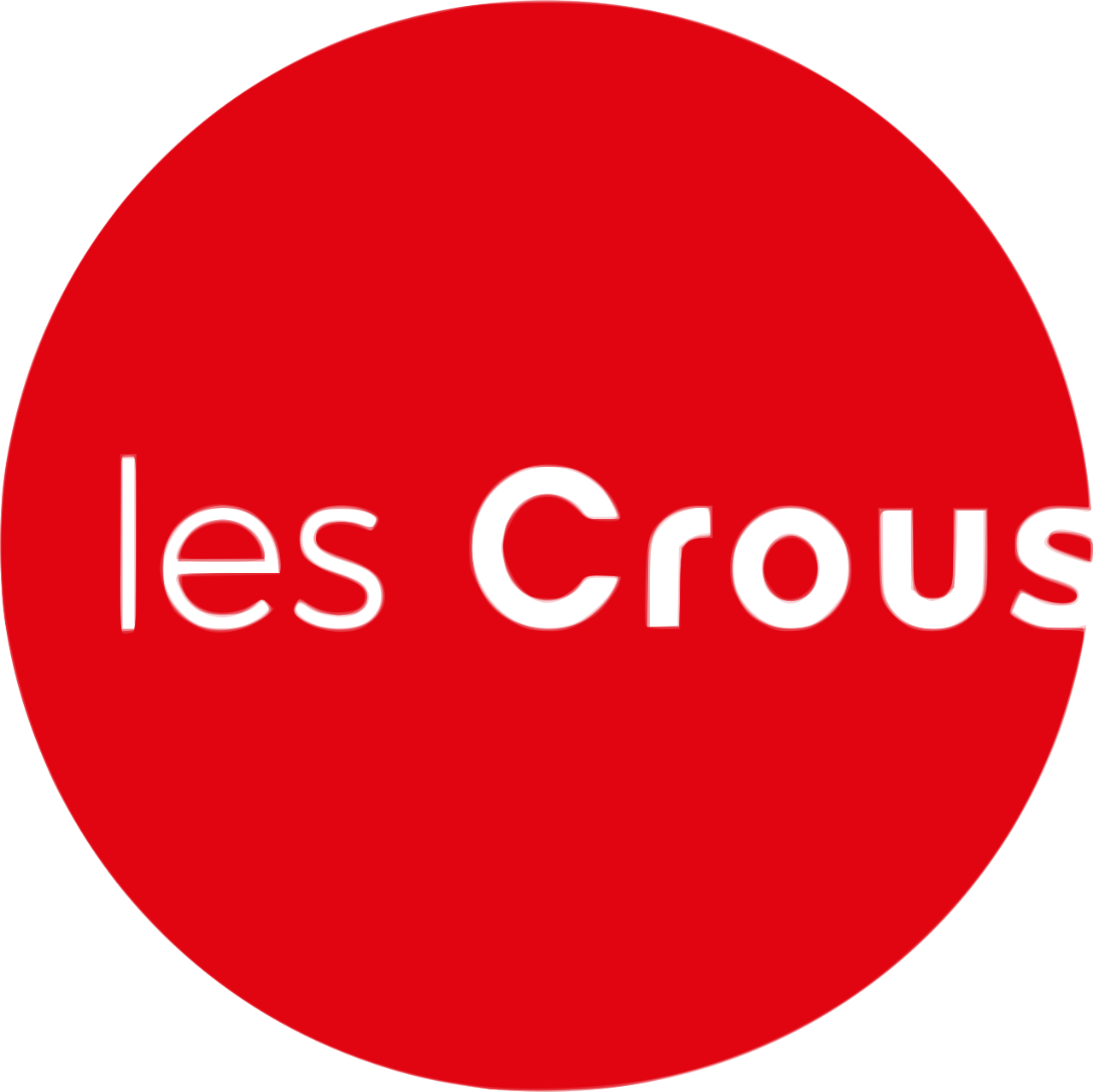 Logo circulaire rouge avec le texte « les Crous » en noir.