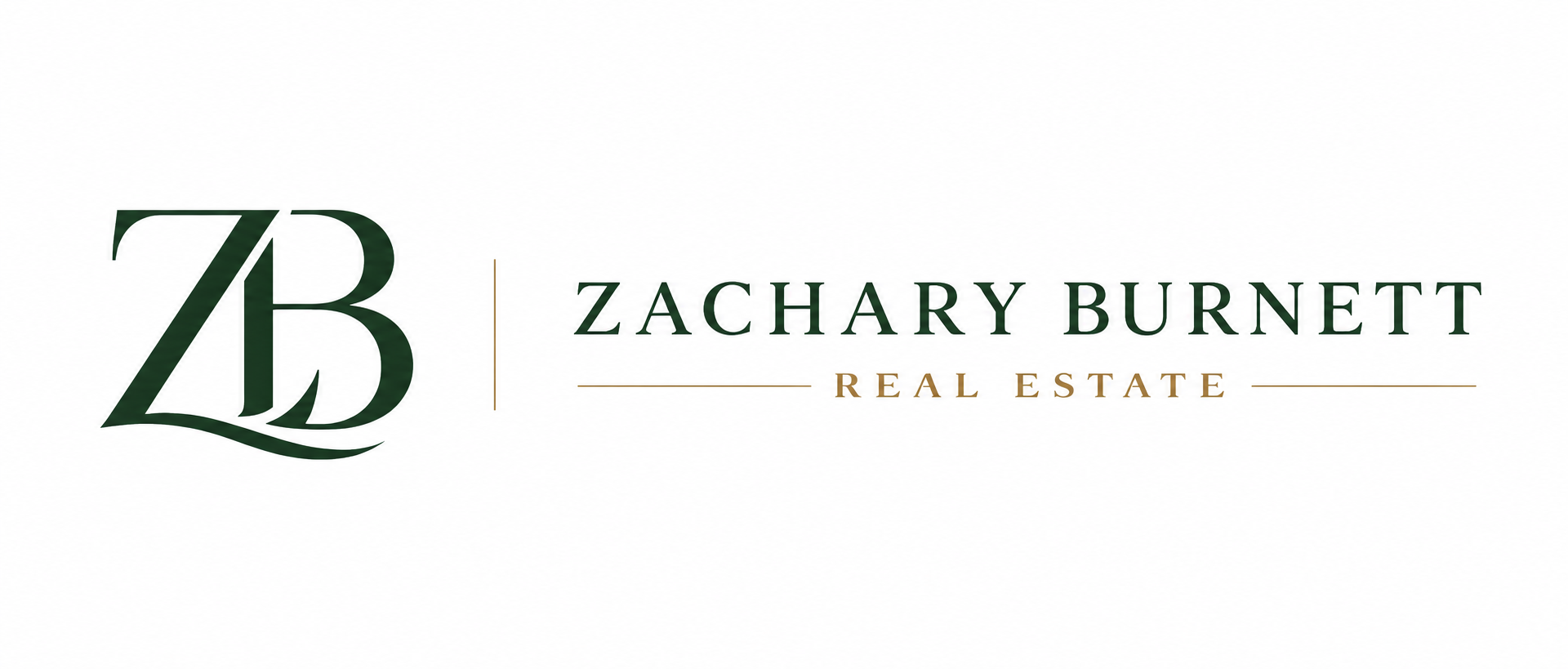 Logo for Zachary Burnett Real Estate with stylized initials ZB and full name and business type.