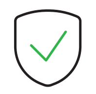 Shield icon with a green checkmark indicating security or approval