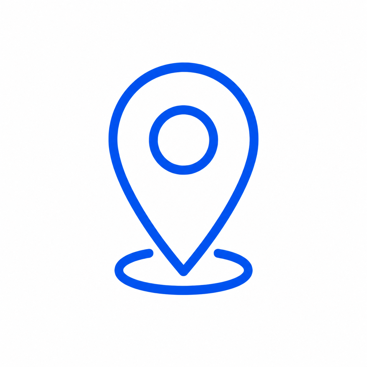 Blue location pin icon on a white background.
