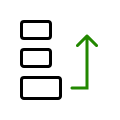 Green arrow pointing upward with a right angle bend