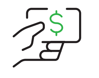 A hand holding a smartphone with a dollar sign on the screen.