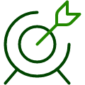 Green target with arrow hitting the bullseye