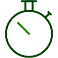 Outline of a stopwatch in green.