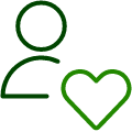 Outline of a person with a heart