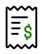 A receipt with a green dollar sign at the top.