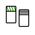 Close-up of a guitar pick with green and black design.