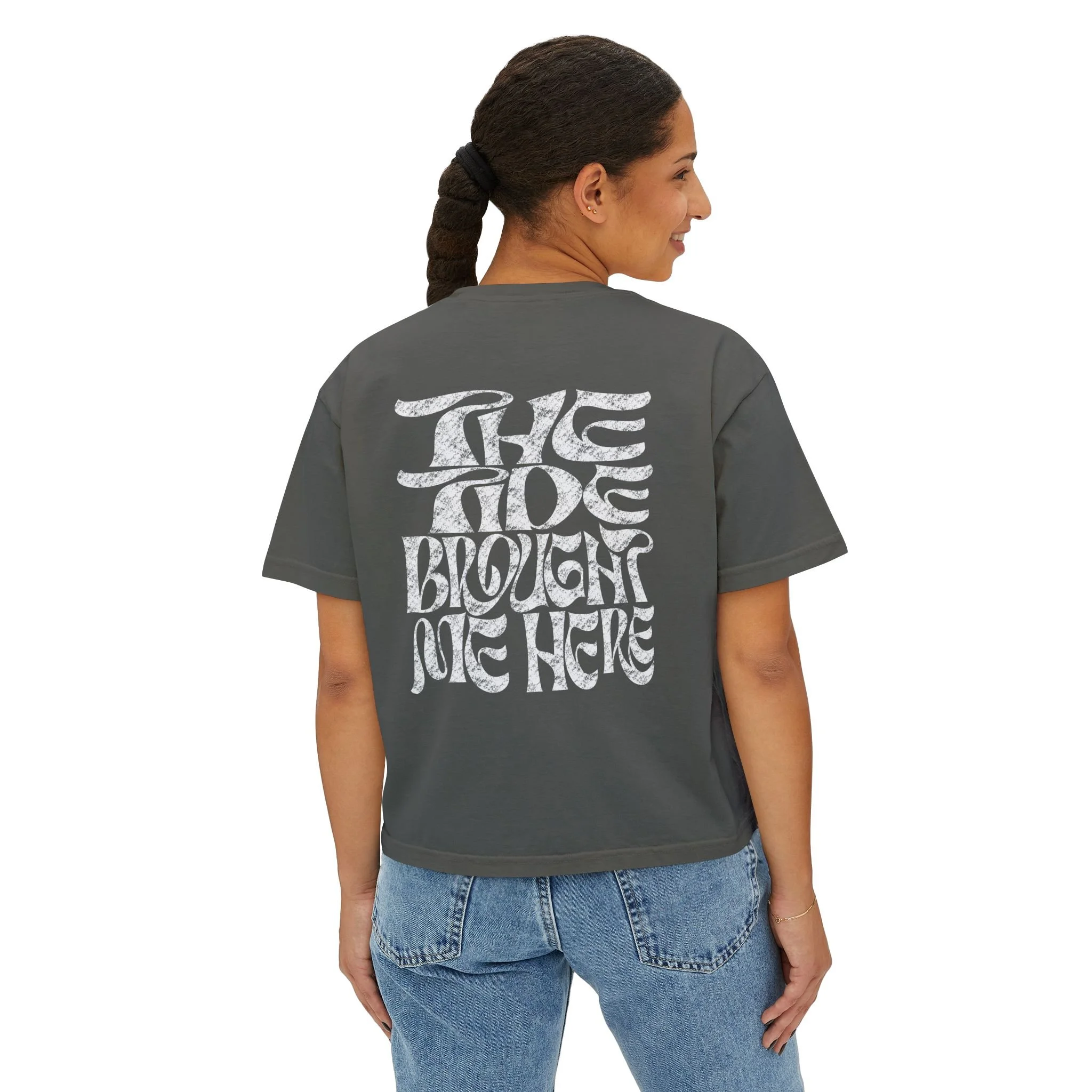 Women's Boxy Tee Retro Graphic Crop Tee (The Tide Brought Me Here)