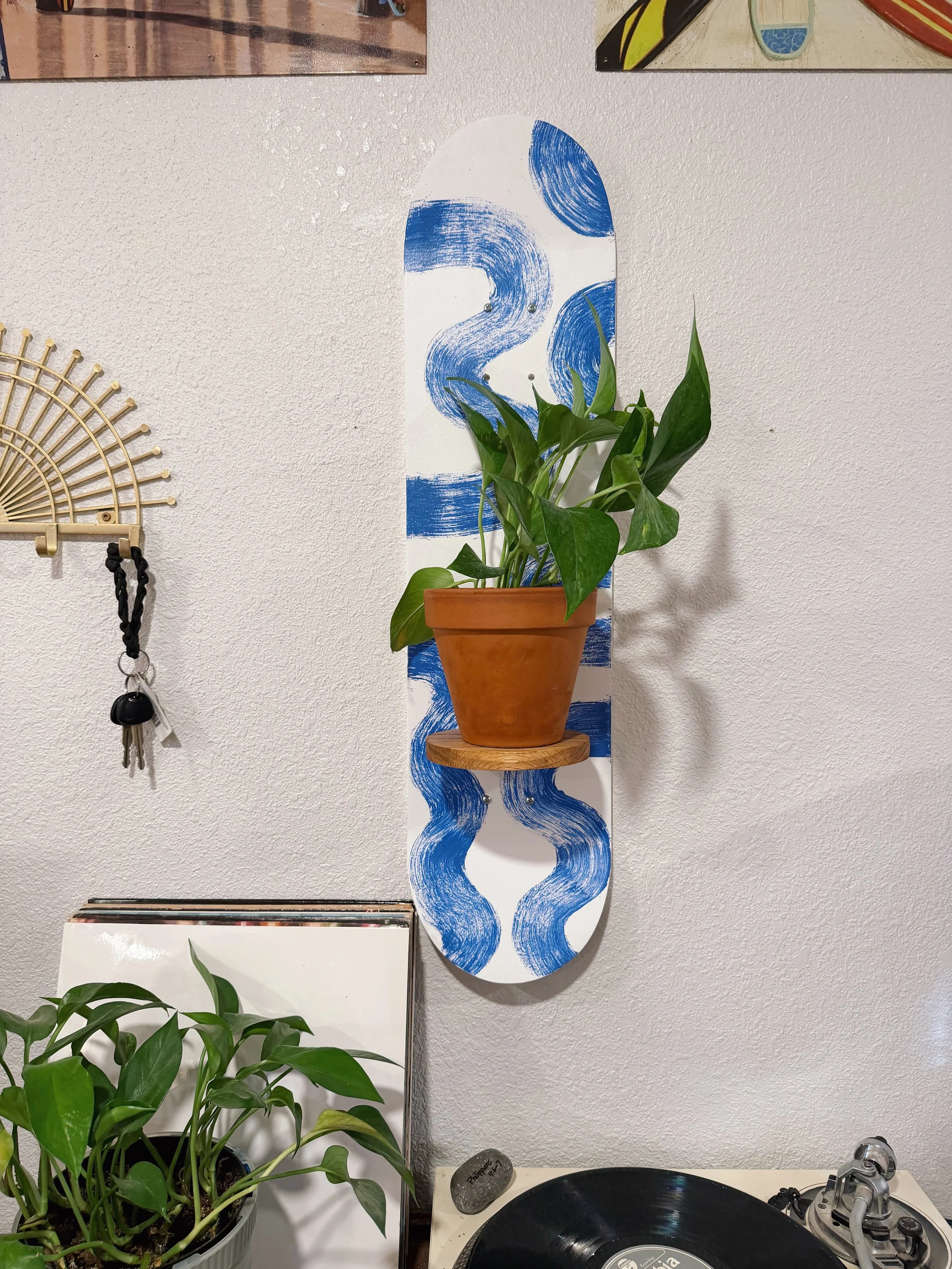 Wave Rider Skateboard Plant Shelf | Handmade Skateboard Planter