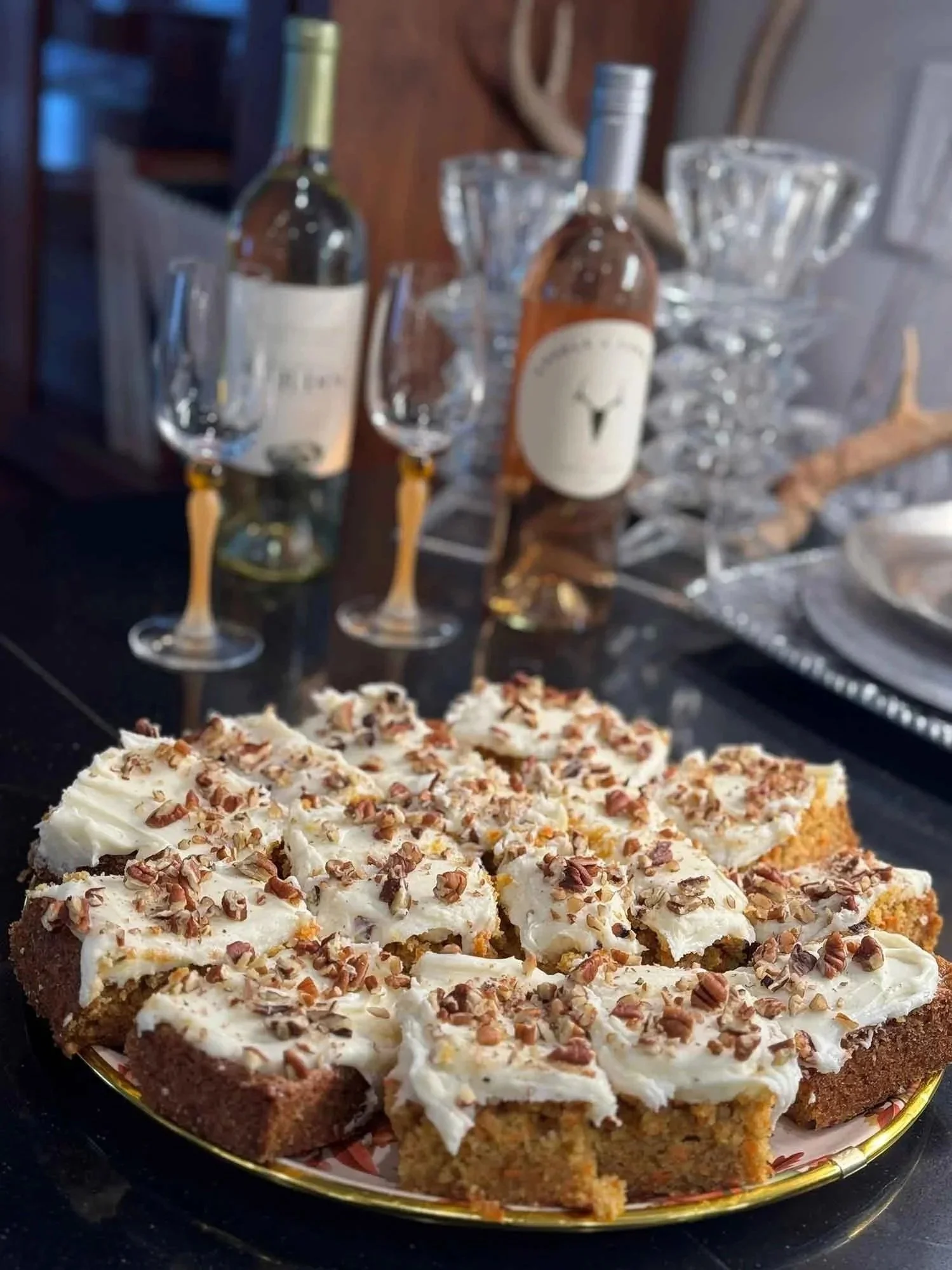 Carrot Cake with Cream Cheese Frosting and Pecans