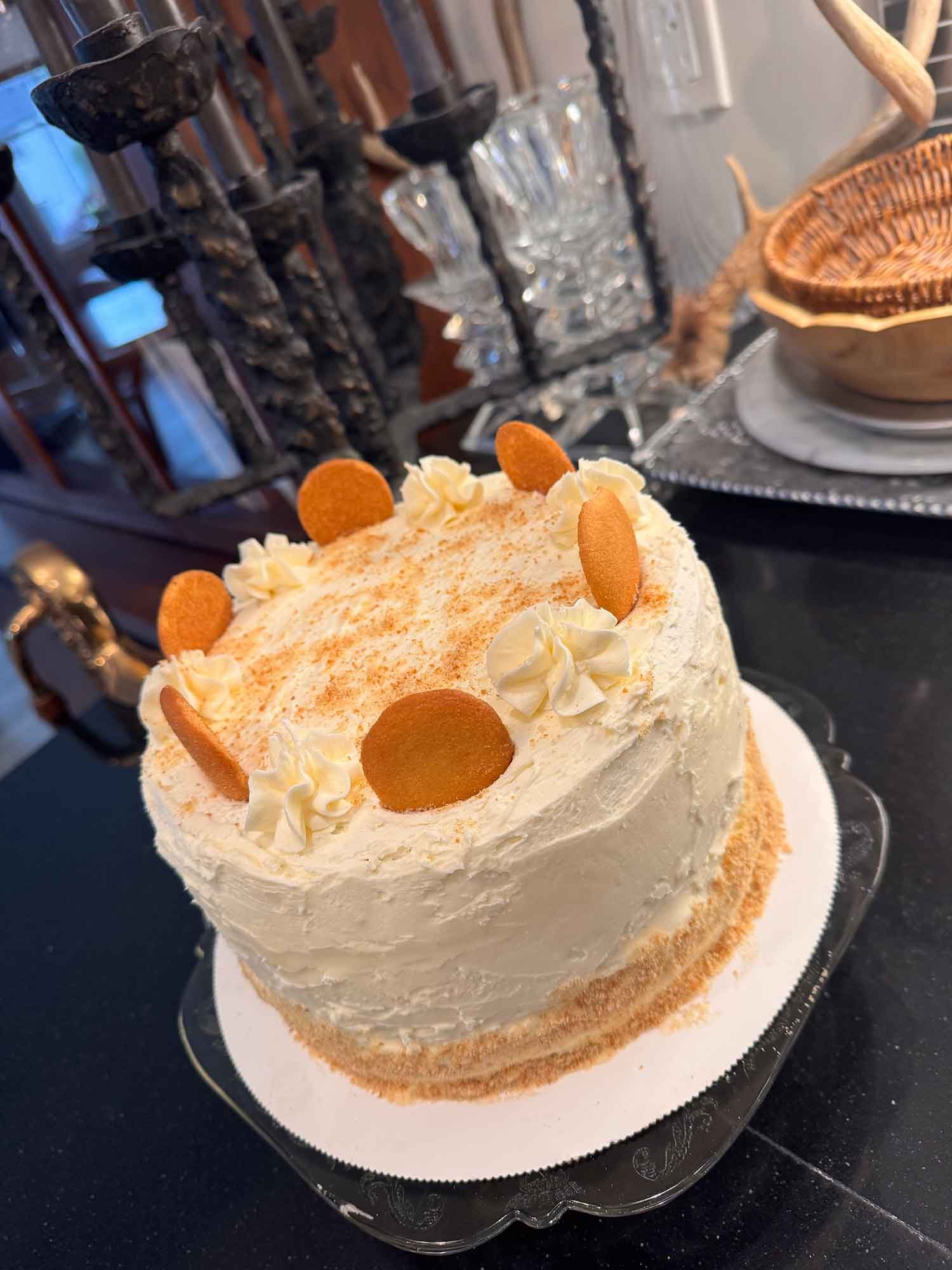 Banana Cake with Crushed Wafer & Banana Pudding Layers