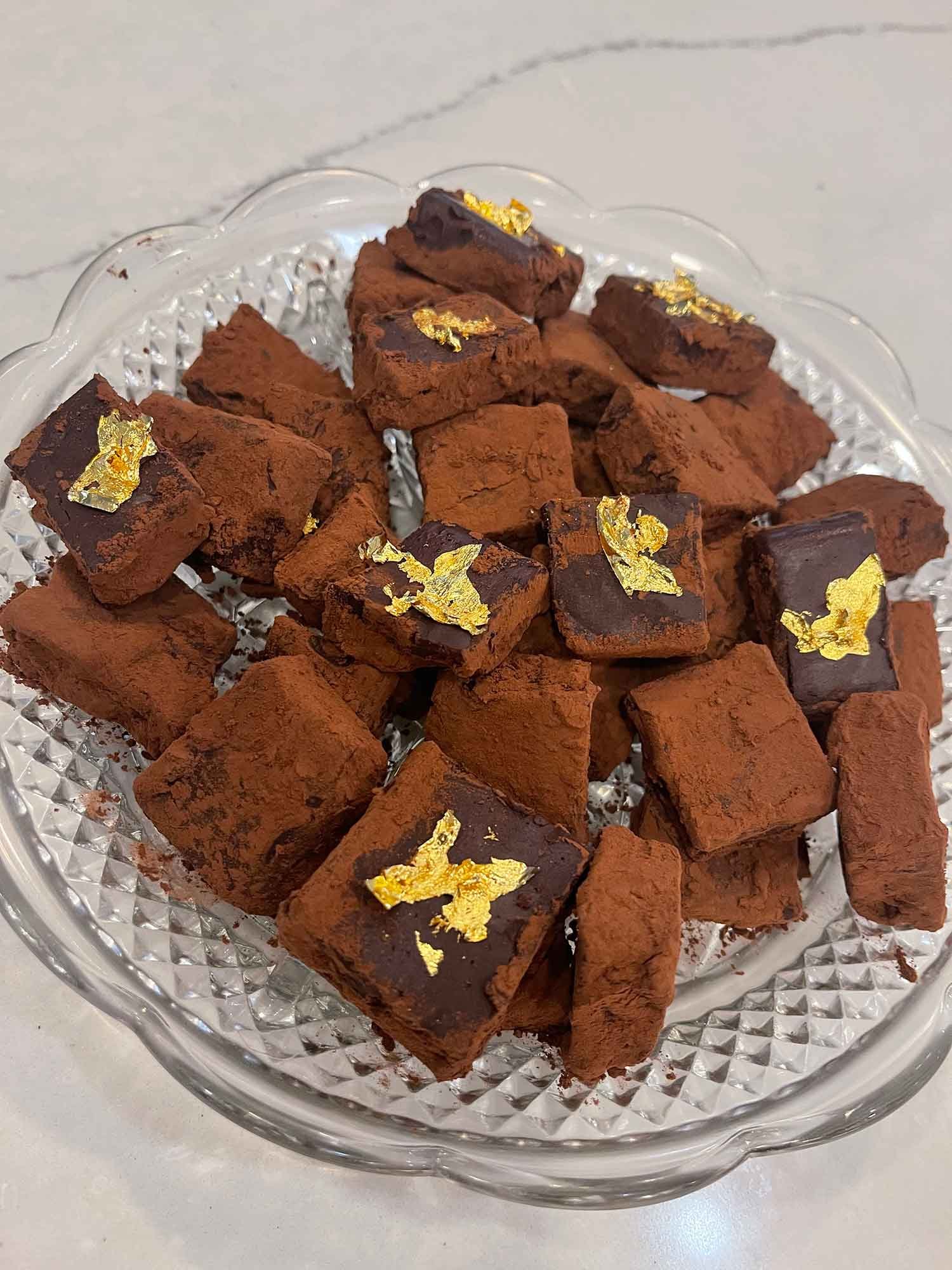French Chocolate Truffles with Gold Leaf