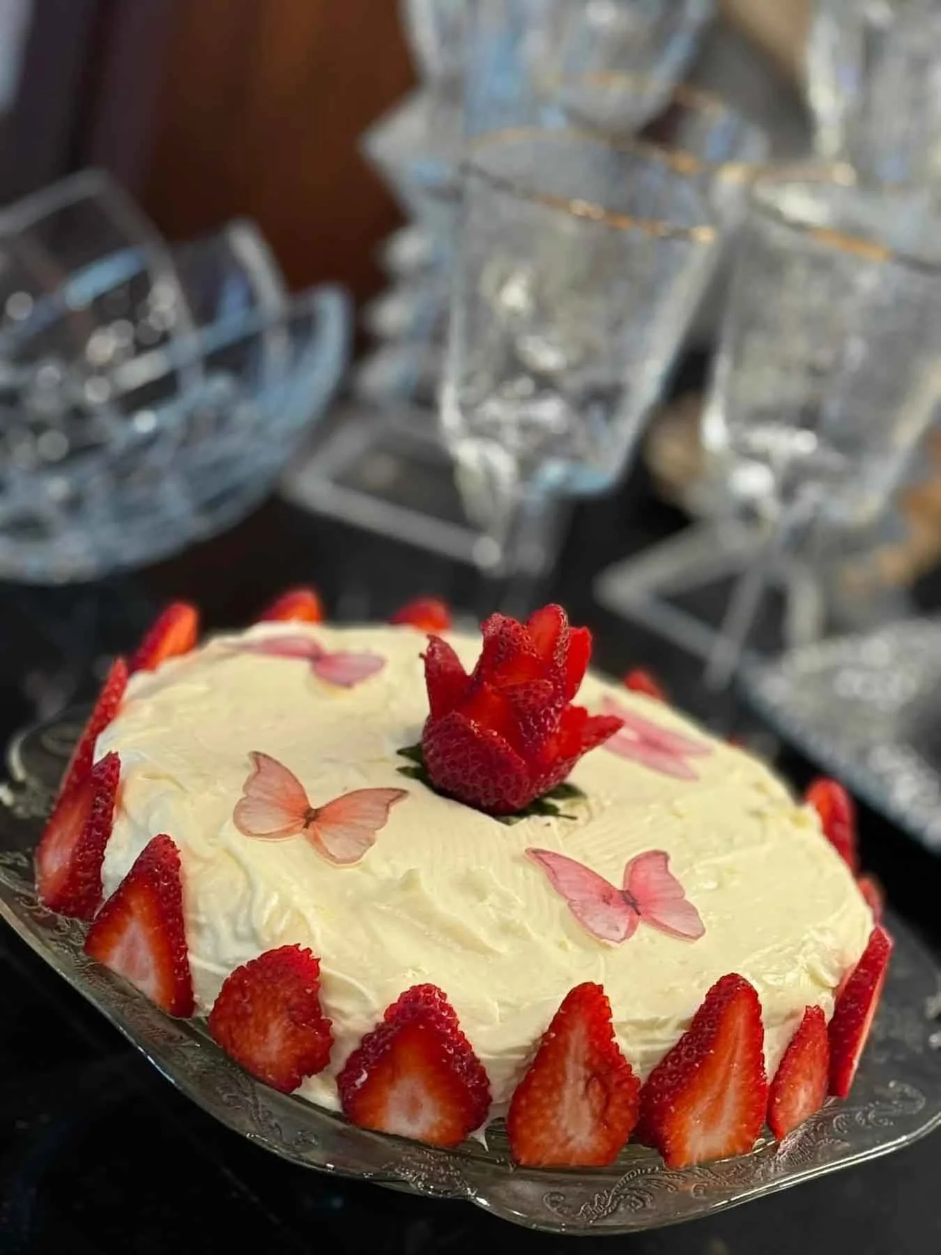 Lemon Honey Cake with Strawberries