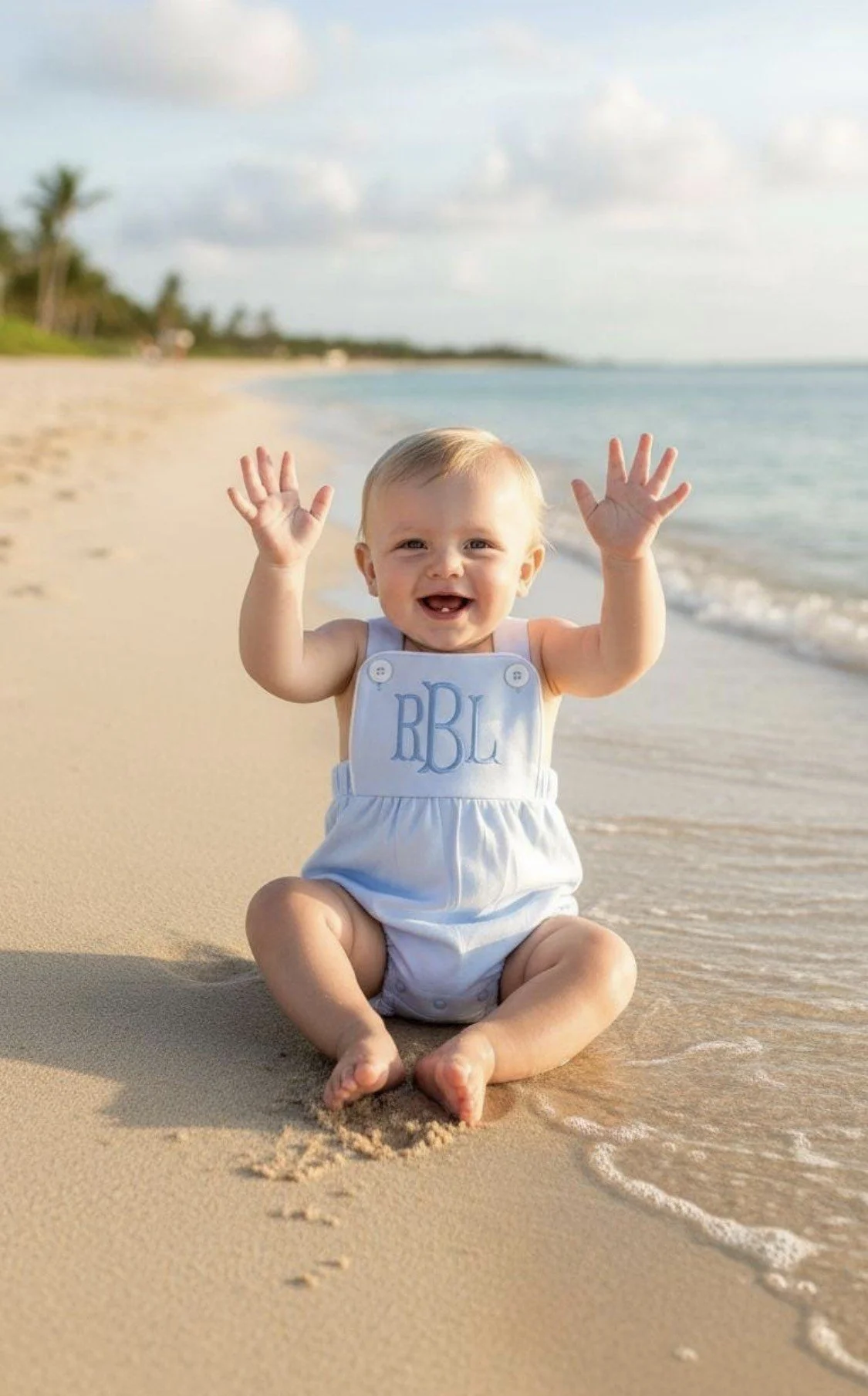 Personalized Boy Bubble Romper – “ Monogrammed Beachwear ” Custom Name Outfit