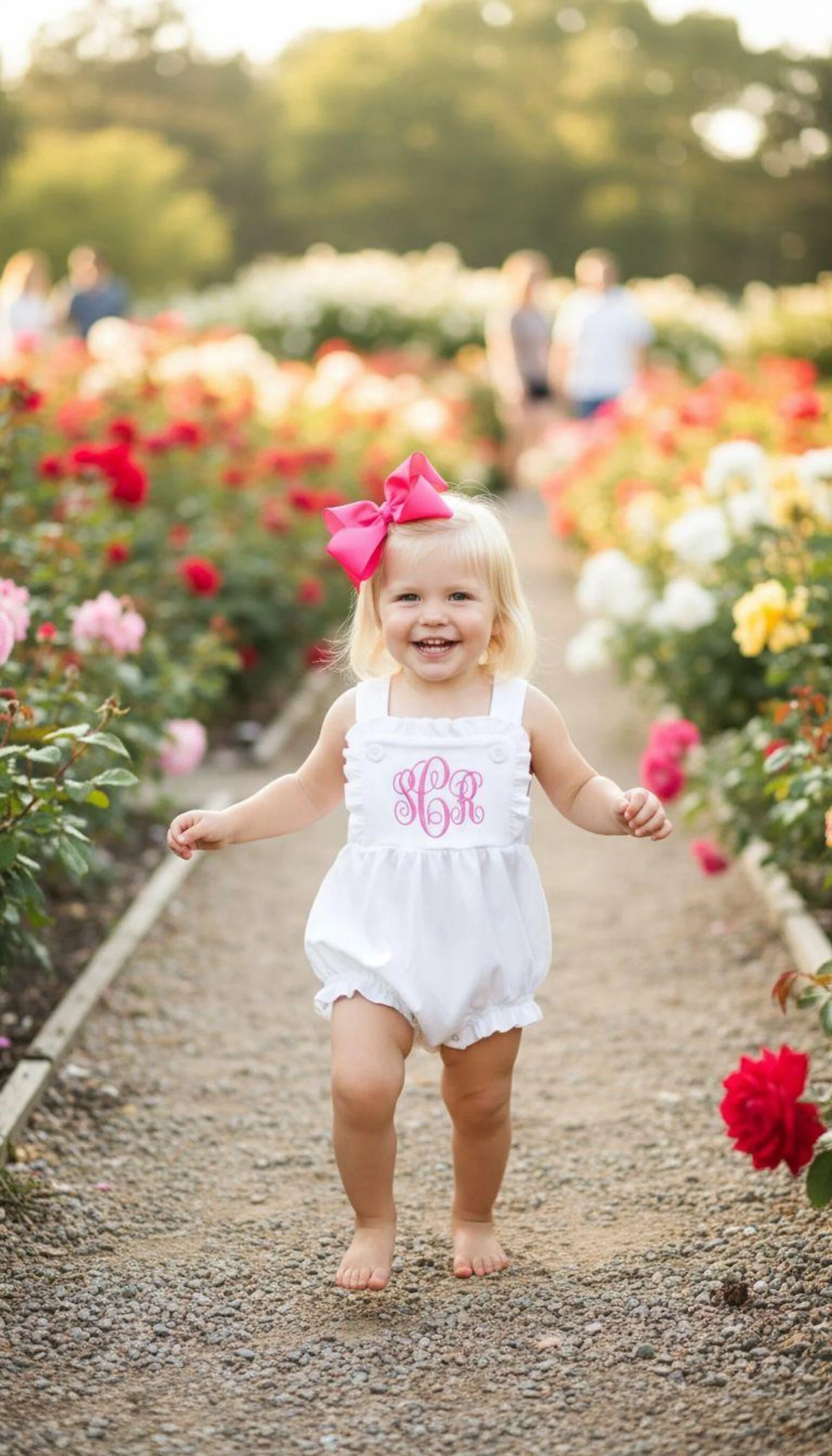 Personalized Baby Girl Romper, Embroidered Monogram, Ruffle Outfit